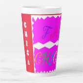 Rosa mit bestickter Textzeichnung Milchtasse (Vorderseite)