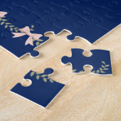 Rosa mit blauer Hintergrundbraut und -bräutigam Puzzle (Seite)