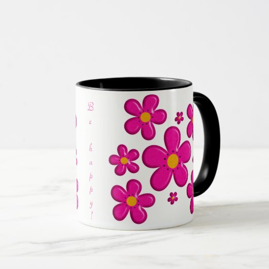Rosa mit Blumenelement Tasse (VorderseiteRechts)
