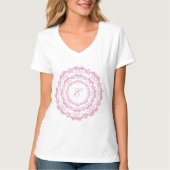 Rosa mit BlumenMandala. Name T-Shirt (Vorderseite)