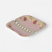 Rosa mit Blumenmuster Pappteller (Gewinkelt)