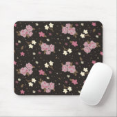 Rosa Mit BlumenRosen auf dunklem Braun Mousepad (Mit Mouse)
