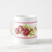 Rosa mit BlumenTasse "Je t'adore" 11 Unze Kaffeetasse (Vorderseite Links)