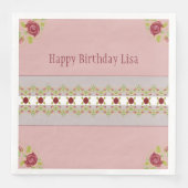 Rosa mit Blütenfarbe Serviette (Vorderseite)