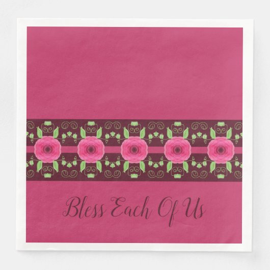 Rosa mit Blütenfarbe Serviette (Vorderseite)