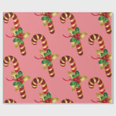 Rosa mit Candy Cane Weihnachten Geschenkpapier (Flach)