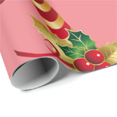 Rosa mit Candy Cane Weihnachten Geschenkpapier (Rolleneckpunkt)