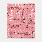 Rosa mit einem Hauch von Weiß und Schwarz Fleecedecke (Vorderseite)