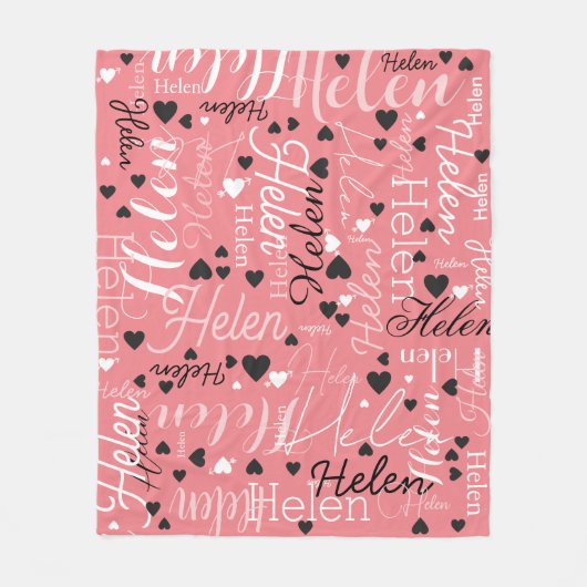 Rosa mit einem Hauch von Weiß und Schwarz Fleecedecke (Vorderseite)