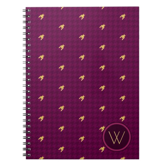 Rosa mit Gold Accent Hahnentrittmuster Notebook Notizblock (Vorderseite)