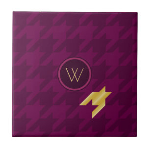 Rosa mit Gold Accent Hahnentrittmuster Tile Fliese
