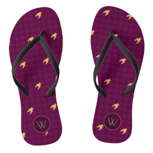 Rosa mit goldakzent Hahnentrittmuster Flip Flops Badesandalen