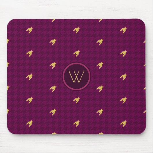 Rosa mit goldakzent Hahnentrittmuster Mousepad (Vorne)