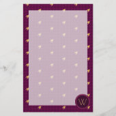 Rosa mit Goldakzent-Hahnentrittmuster-Stationery Briefpapier (Vorderseite)