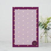 Rosa mit Goldakzent-Hahnentrittmuster-Stationery Briefpapier (Stehend Vorderseite)