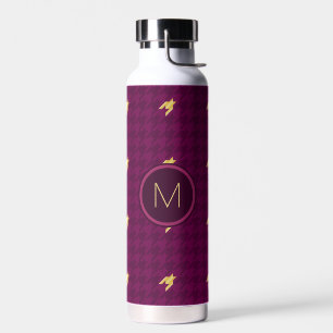 Rosa mit goldenem Akzent-Hahnentrittmuster Trinkflasche