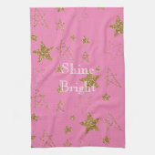 Rosa mit goldenen Sternen Geschirrtuch (Vertikal)