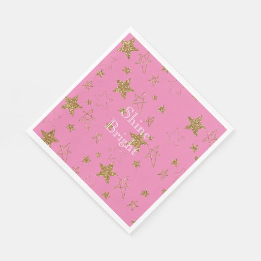 Rosa mit goldenen Sternen Serviette (Ecke)