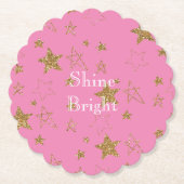 Rosa mit goldenen Sternen Untersetzer (Vorderseite)