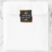 Rosa mit goldfarbenen schwarzen Sojakonzern Quadratischer Aufkleber (Tasche)