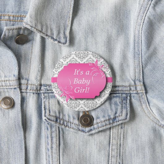 Rosa mit grauem Damast-Muster Button (Beispiel)