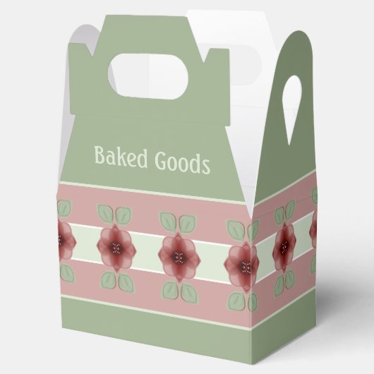 Rosa mit grüner Farbe Geschenkschachtel (Geöffnet)