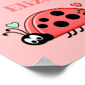 Rosa mit Herzen und dem Namen des Babys Poster (Ecke)