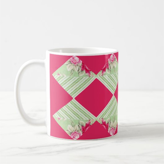 Rosa mit Imitaten Patchwork-Tasse Kaffeetasse (Links)