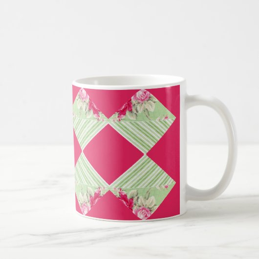 Rosa mit Imitaten Patchwork-Tasse Kaffeetasse (Rechts)