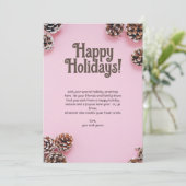 Rosa mit Kiefernzapfen Feiertagskarte (Stehend Vorderseite)