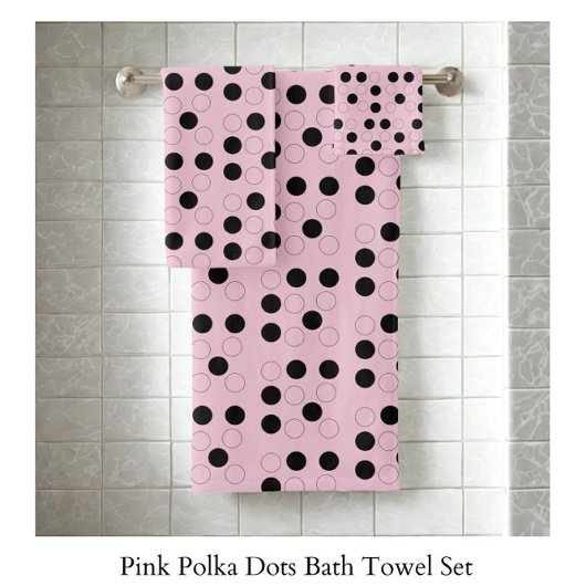 Rosa mit Kreisen  Badhandtuch Set
