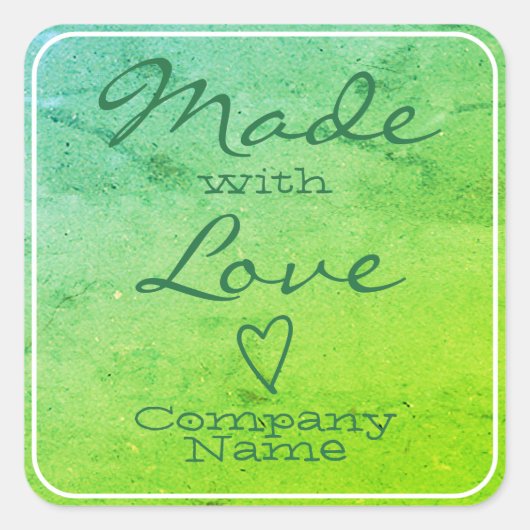 Rosa mit Liebe Labels Kraft Papier Herz Quadratischer Aufkleber (Vorderseite)