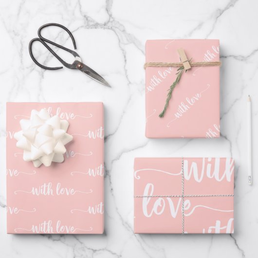 Rosa mit Liebe und Papierfolien Geschenkpapier Set (Vorderseite)