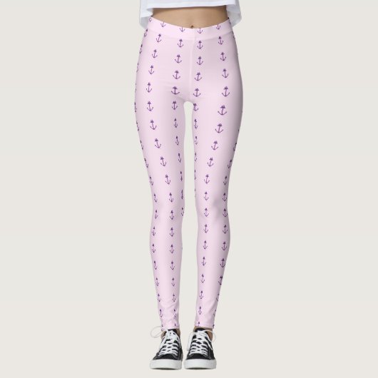 Rosa mit Lila Ankerpunkten Leggings (Vorderseite)