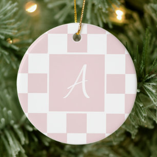 Rosa Mit Monogramm Anfang Keramik Ornament