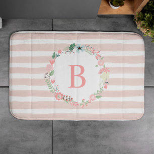Rosa Mit Monogramm Blumenregen Badematte