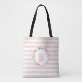 Rosa Mit Monogramm Blumenregen Tasche (Vorderseite)