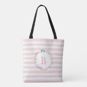 Rosa Mit Monogramm Blumenregen Tasche (Rückseite)