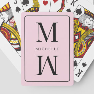 Rosa Mit Monogramm Einfache Erstere Moderne Name G Spielkarten