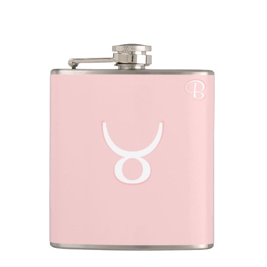 Rosa Mit Monogramm Flasche - Zodiac - Taurus Flachmann (Vorderseite)