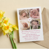 Rosa Mit Monogramm Fotocollage Namensfeier Einladung