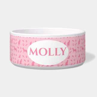 Rosa Mit Monogramm Katze und Hundefutter Napf