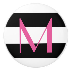 Rosa, mit Monogramm Keramik-Schwarzweiss-Griff Keramikknauf