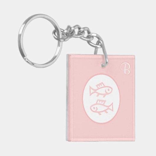 Rosa Mit Monogramm Schlüsselanhänger - Zodiac - Fi (Vorderseite links)