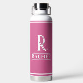 Rosa Mit Monogramm Wasserflasche Trinkflasche (Rückseite)