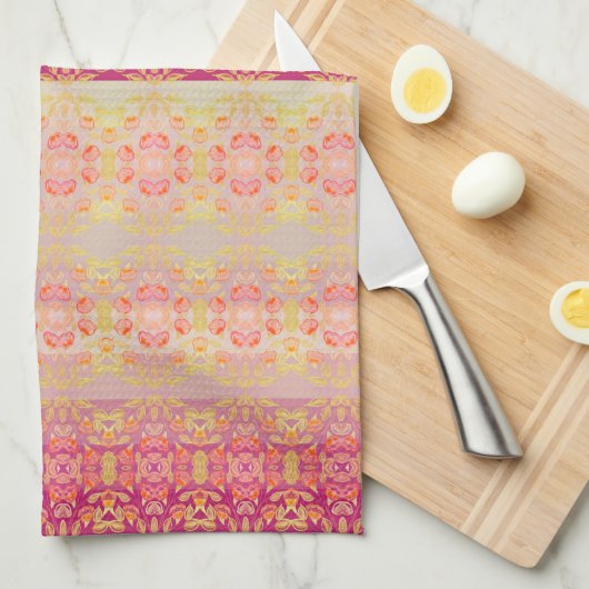 Rosa mit Muster Geschirrtuch (Viertel Falte)