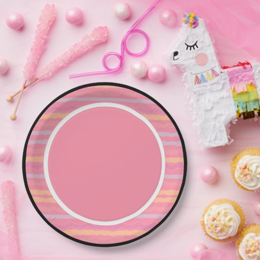 Rosa mit Pfirsich und Mauve Pappteller (Party)