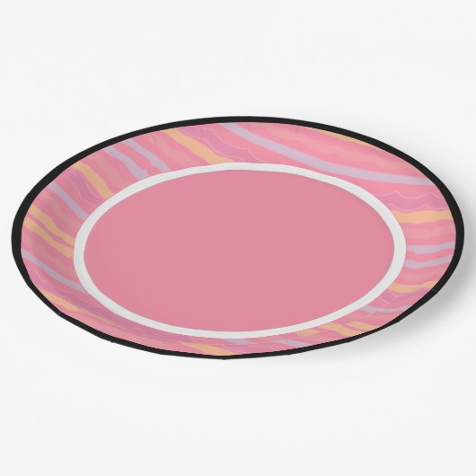 Rosa mit Pfirsich und Mauve Pappteller (Schrägansicht)