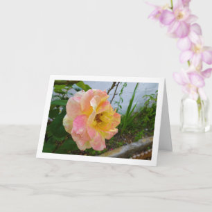 Rosa mit rosa und gelben Blumen Karte
