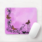 Rosa mit Schmetterlingen Mousepad (Mit Mouse)